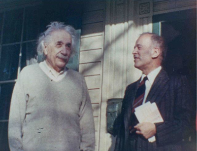 Albert Einstein and William Hermanns, Princeton, 1954