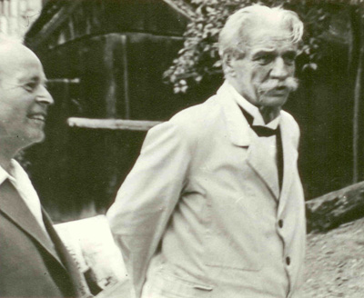 William Hermanns and Albert Schweitzer, Gunsbach, 8/16/1955