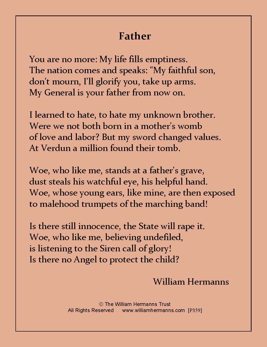 Father by William Hermanns (translation of his Gedicht Vater)