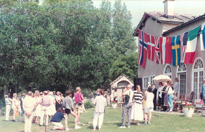 Opening ceremonies World Youth Friendship Parliament at Villa Muramaris, Gotland, Sweden July 1988