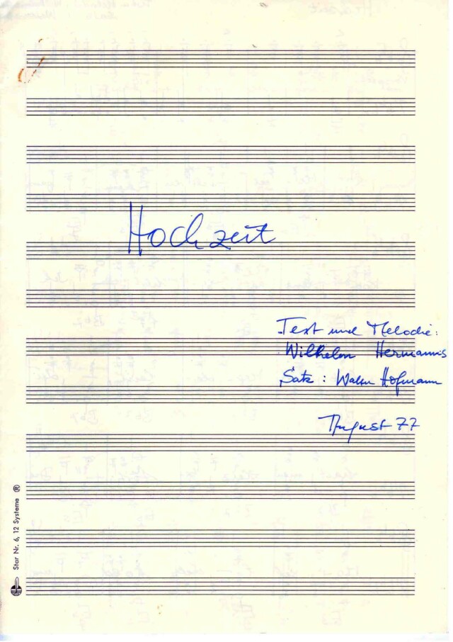 Hochzeit - Text und Melody bei Wilhelm Hermanns - titel