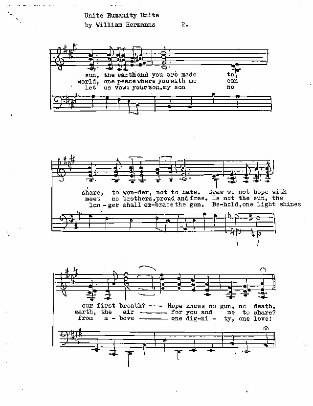 p.2 Unite Humanity Music and lyrics by William Hermanns